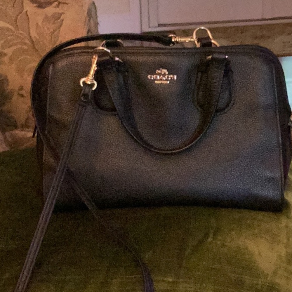 Coach Black Leather Satchel with Gold Hardware